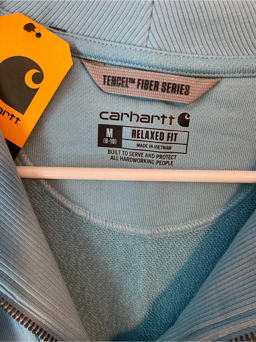 Carhartt Women’s Light Blue Quarter-Zip Pullover Sweatshirt - Picture 3 of 4